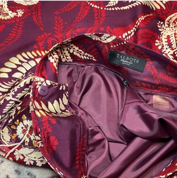 Talbots Maroon Printed Bohemian Wrap Skirt, size 2P, Women’s - Picture 5 of 6